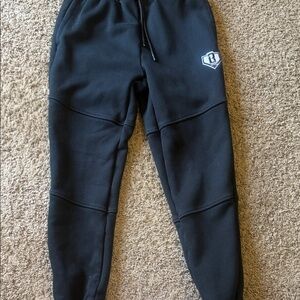 Black Men Small Jogger Sweatpants with Shield Logo